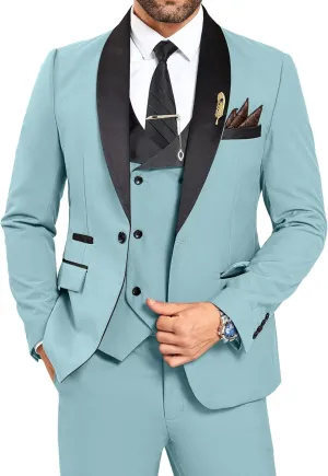 3 Piece Mens Tuxedo Suit Set Slim Fit Men Wedding Prom Party Suits Blazer Pants Shawl Collar Dinner Double Breasted Suit Set