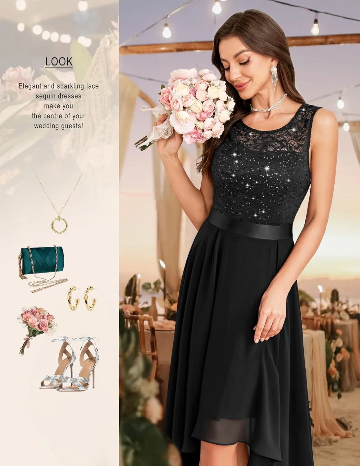 BeryLove Cocktail Prom Dresses 2025 Formal Wedding Guest Dresses Sleeveless Lace High Low Homecoming Dress