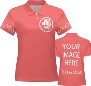 Custom Polo Shirts for Women Customize Your Text Custom Company Logo Personalized Short Sleeve for Sports