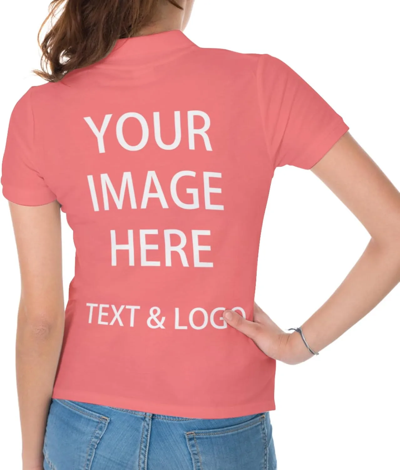 Custom Polo Shirts for Women Customize Your Text Custom Company Logo Personalized Short Sleeve for Sports