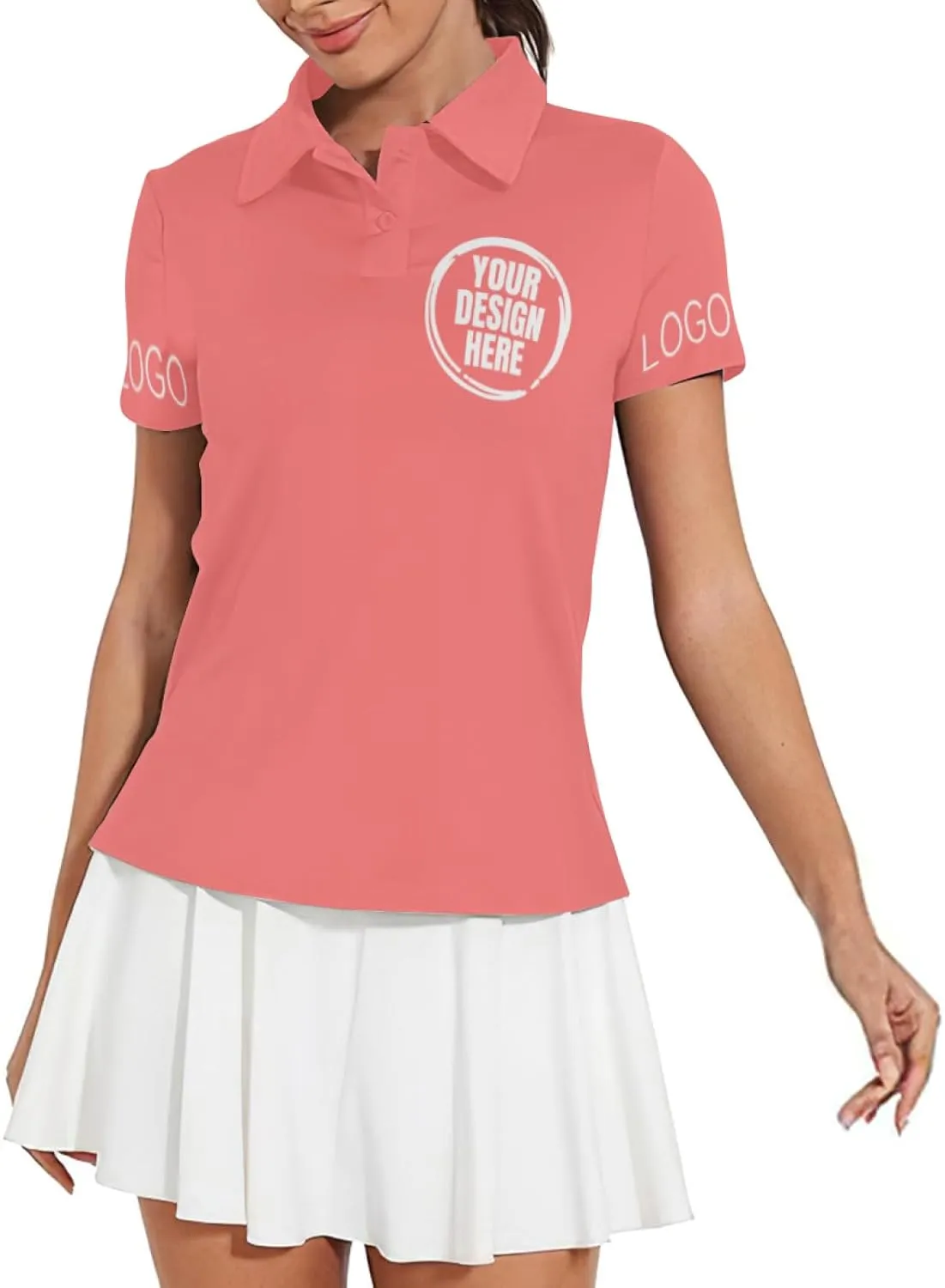Custom Polo Shirts for Women Customize Your Text Custom Company Logo Personalized Short Sleeve for Sports
