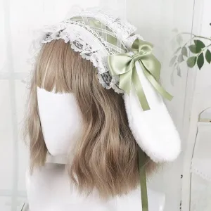 Frosty Spring Day Snowball Bunny    Hair Accessory Kawaii Academia Y2K Cottagecore Coquette Fairycore Dollette Princesscore
