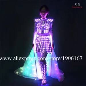 Full Color Costumes LED Luminous Skirts Glowing ISIS Wings Performance Clothing Led Light Up Stage Performance Props Led Clothes