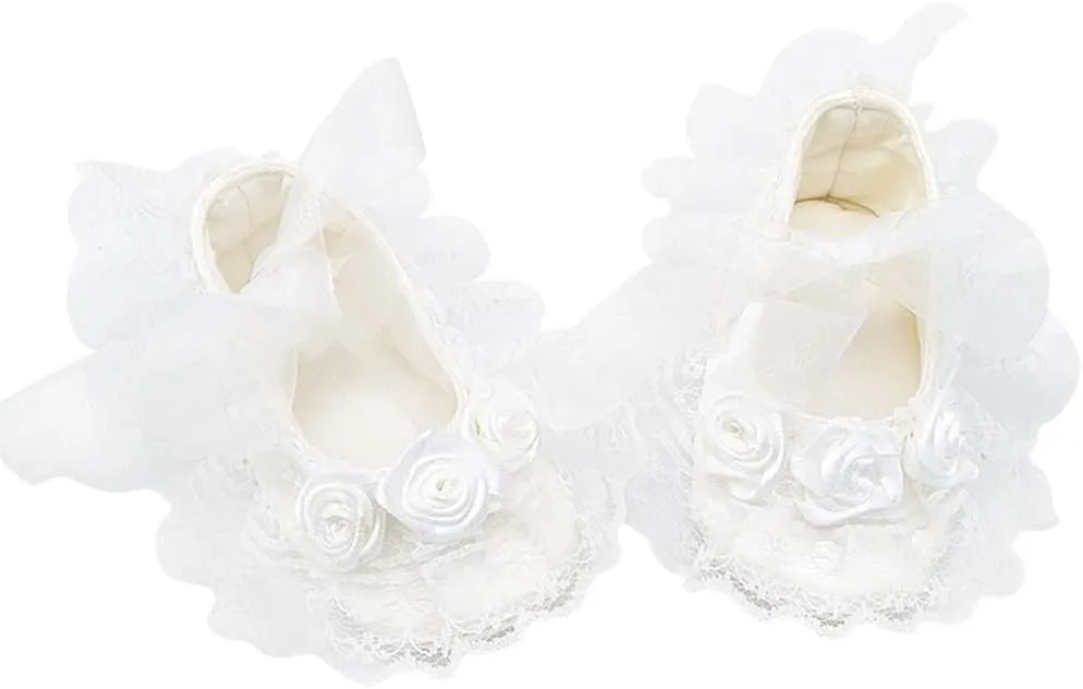 Glamulice Baby Girls Christening Baptism Dress Newborn Floral Embroidered Lace Dresses for Toddler