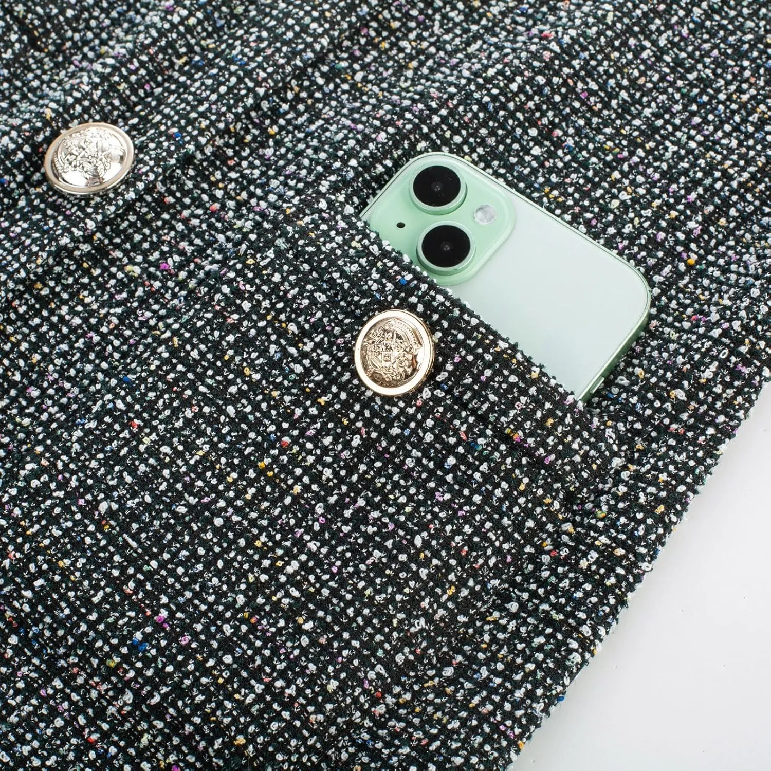 GRACE KARIN Womens Tweed Dress 2025 Summer Short Sleeve Button Bodycon Elegant Work Mini Dress Casual Dresses with Pocket