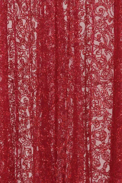 Kimya Berry Sheer Goddess Sparkle Double Slit Dress