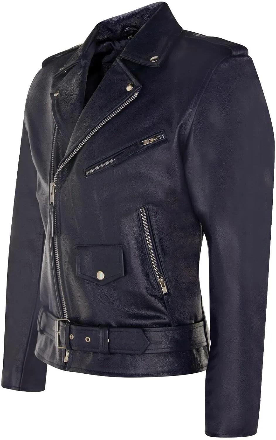 Men's Leather Brando Biker Jacket Rock Motorcycle Retro Hide Biker Jacket