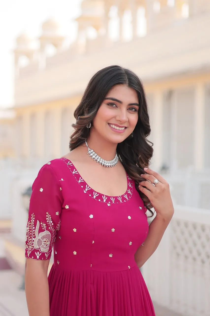 Pink Luxe Zari & Sequin Embroidered Gown