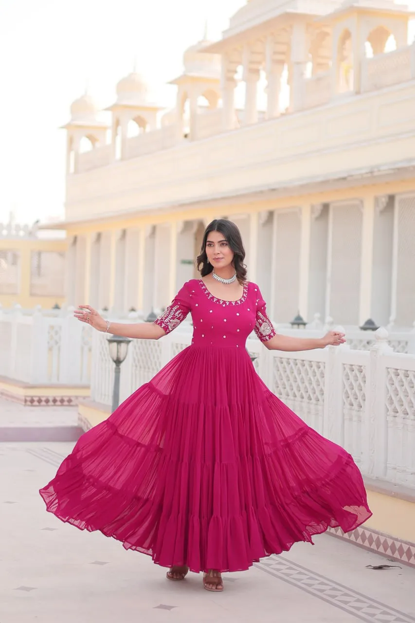 Pink Luxe Zari & Sequin Embroidered Gown
