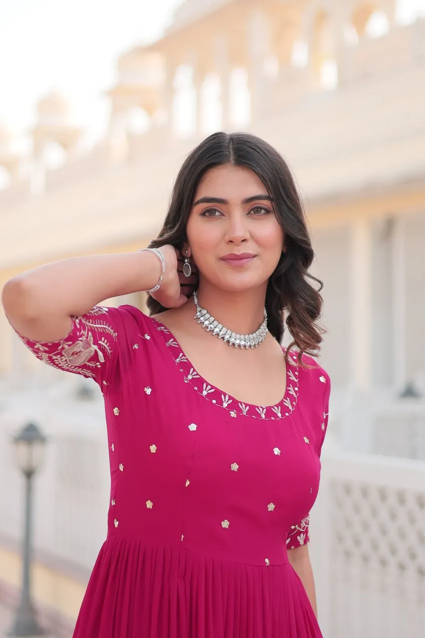 Pink Luxe Zari & Sequin Embroidered Gown