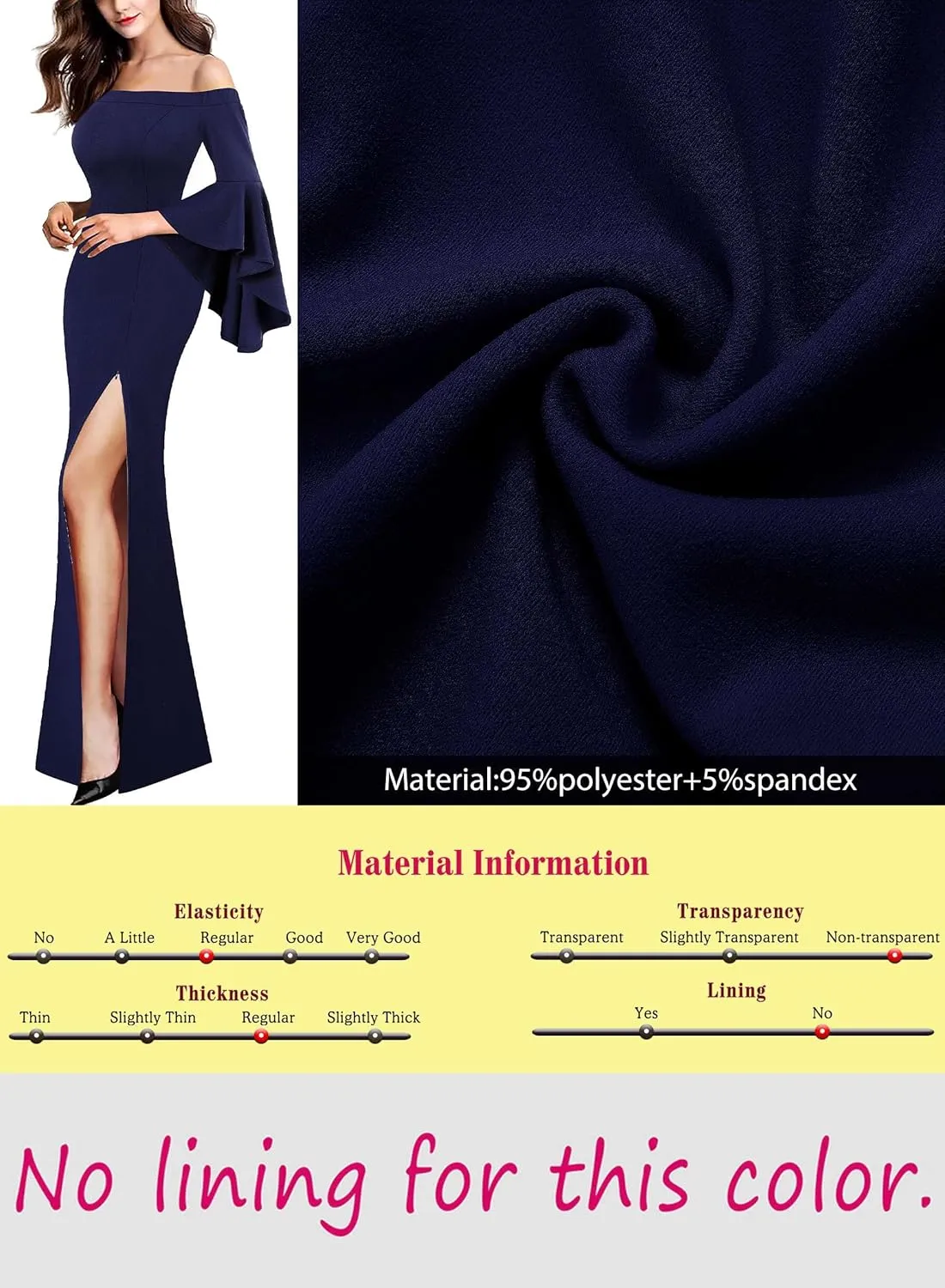 VFSHOW Womens Off Shoulder Bell Sleeve Formal Evening Wedding Party Maxi Dress