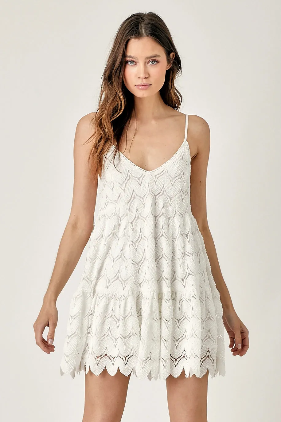 Wave Crochet Lace Mini Dress