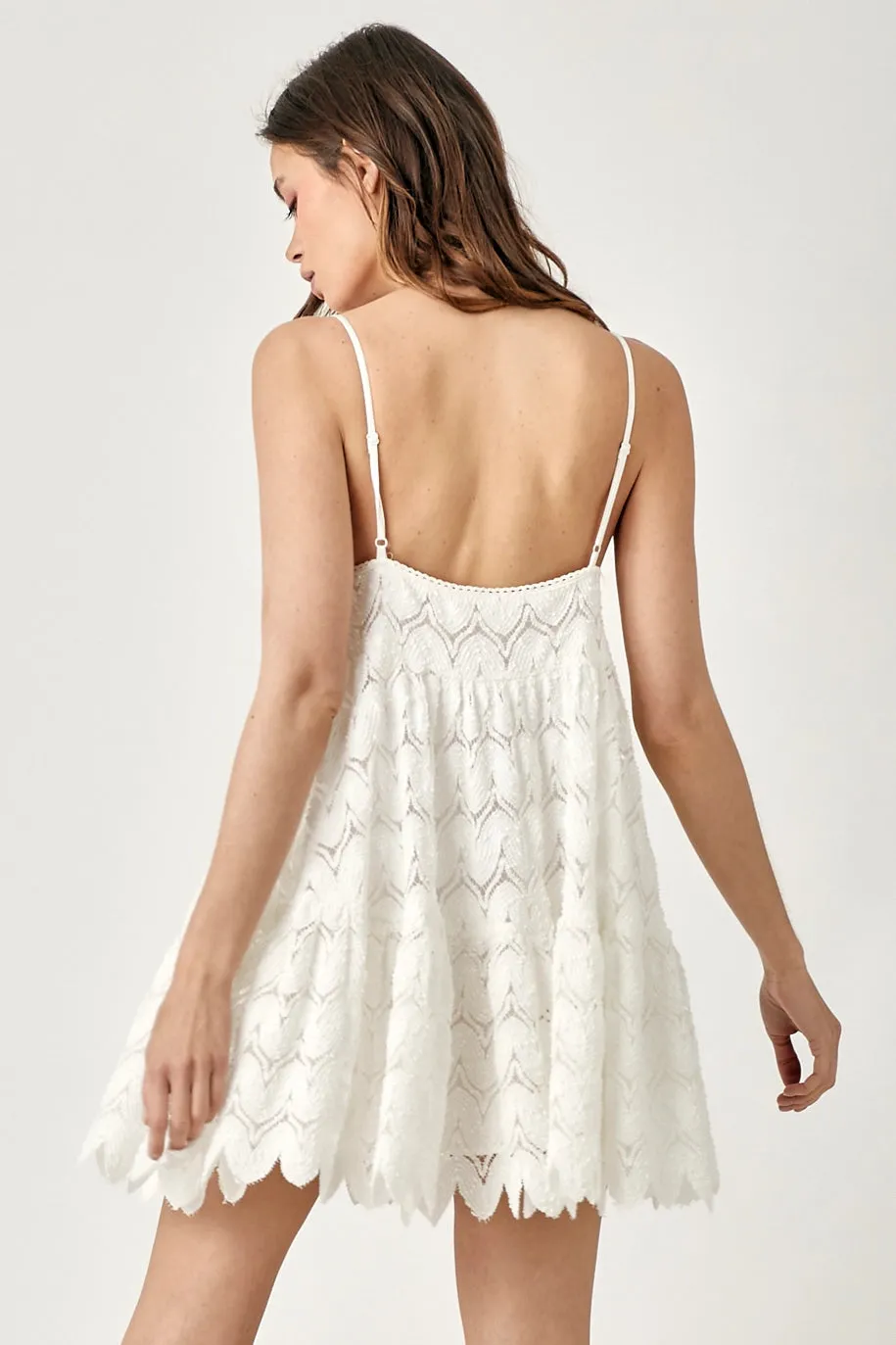 Wave Crochet Lace Mini Dress