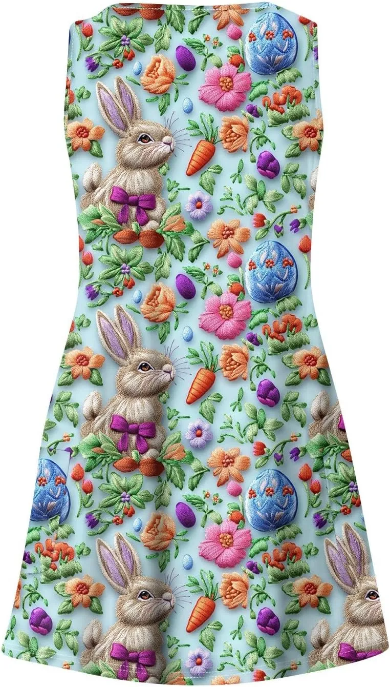 Women Summer Dresses V Neck Beach Swimsuit Coverup Sleeveless Vacation Dress with Pocket 2025 Casual Sundress