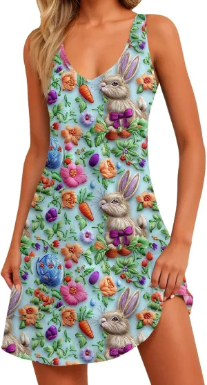 Women Summer Dresses V Neck Beach Swimsuit Coverup Sleeveless Vacation Dress with Pocket 2025 Casual Sundress